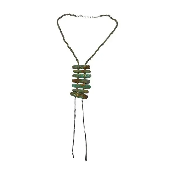 vtg Southwest Native American Royston Turquoise Sterling Statement Necklace 22'' - Picture 4 of 5